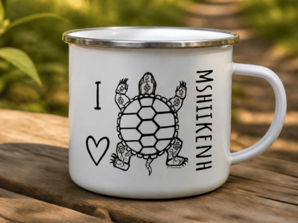 TSP_MUG_website White mug with turtle art on it.